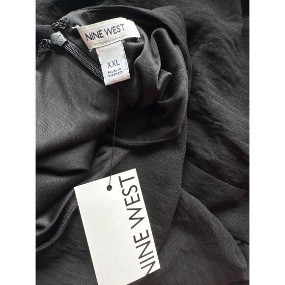 NWT Nine West Black Sleeveless Belted Midi Dress Polyester Lightweight Size XXL - Picture 4 of 5